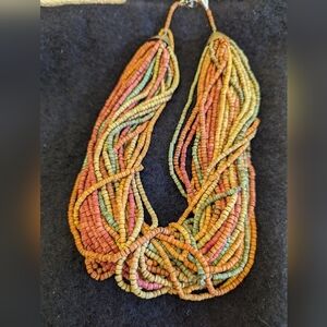 🧡 Multicolor Necklace leather beads brass toppers hook clasp Juneteenth African